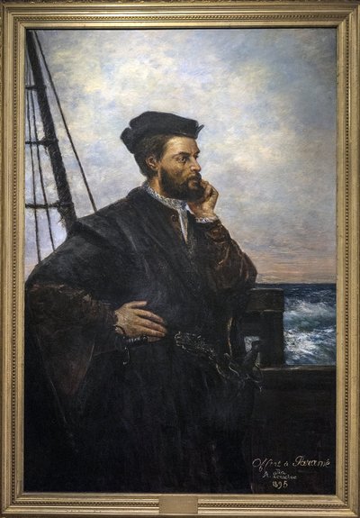 Retrato de Jacques Cartier (1491-1557), navegante y explorador francés. Pintura de Auguste Lemoine 1848-1909 - 1895 Museo de Historia de SAINT MALO de Auguste Charles Lemoine