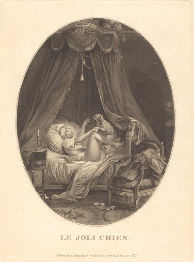 El perro bonito de Auguste Claude Simon Legrand after Nicolas Lavreince