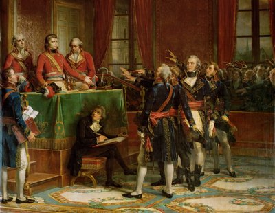 Instalación del Consejo de Estado en el Palacio de Luxemburgo, el 25 ... (óleo sobre lienzo) de Auguste Couder