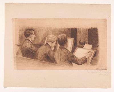 Lección en la escuela de dibujo de Auguste Danse (signed by artist)