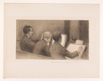 Lección en la escuela de dibujo de Auguste Danse (signed by artist)