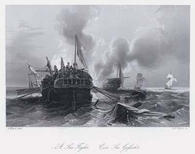 Una batalla naval de Auguste Etienne Francois Mayer