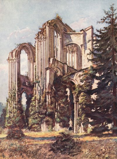 Francia: Abadía de Saint-Wandrille (litografía en color) de Auguste Gerardin
