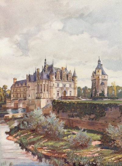 Francia: Le Chateau De Chenonceaux (litografía en color) de Auguste Gerardin