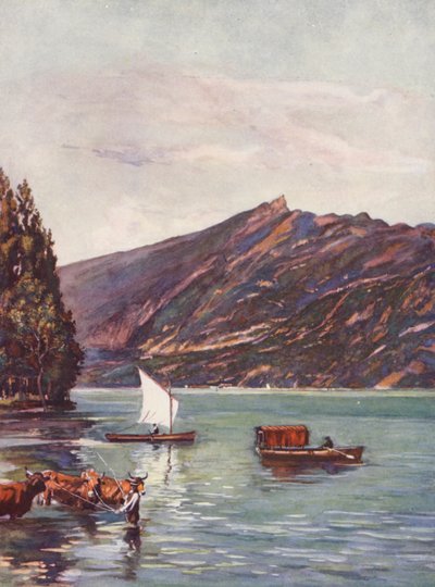 Francia: Lac Du Bourget (litografía en color) de Auguste Gerardin