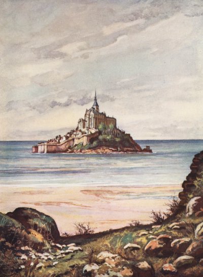 Francia: Monte Saint-Michel (litografía en color) de Auguste Gerardin
