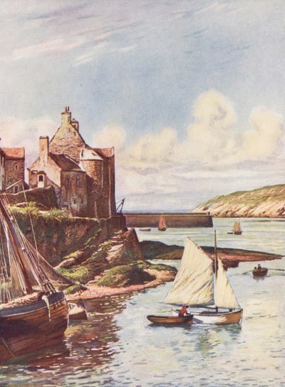 Francia: Le Port Du Conquet (litografía en color) de Auguste Gerardin