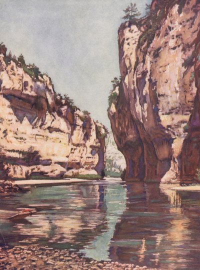 Francia: Les Gorges Du Tarn (litografía en color) de Auguste Gerardin