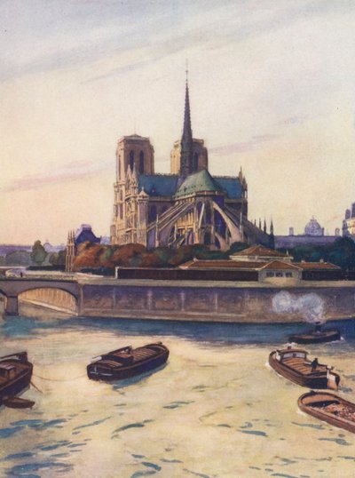 Francia: Notre-Dame De Paris (litografía en color) de Auguste Gerardin