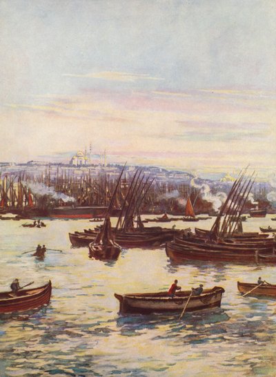 El Cuerno de Oro, Turquía (litografía en color) de Auguste Gerardin