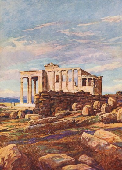 En la Acrópolis, Grecia (litografía en color) de Auguste Gerardin