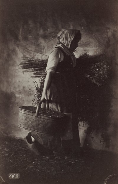 Female Peasant Carrying a Basket and Hay de Auguste Giraudon