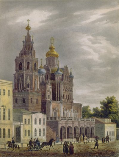 La Iglesia de la Dormición de la Theotokos en la calle Pokrovka en Moscú, 1825 de Auguste Jean Baptiste Antoine Cadolle