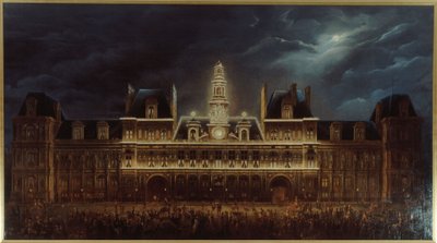Iluminación del Hôtel de Ville para el Día del Rey, 1 de mayo de Auguste Jean Simon Roux