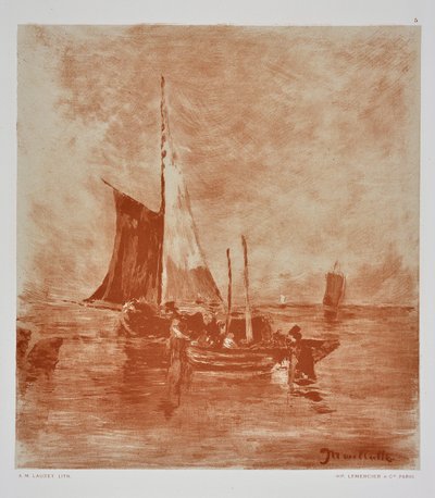 Barcos de pesca (dibujo) de Auguste Lauzet
