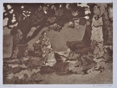 La mujer del pozo (dibujo) de Auguste Lauzet