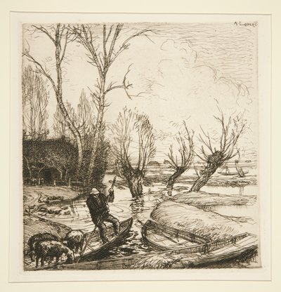 En el pantano inundado - El pastor (El Marais inundado - El pastor) de Auguste Lepere