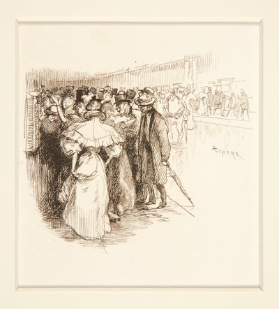 Multitud en la taquilla (?) de Auguste Lepere