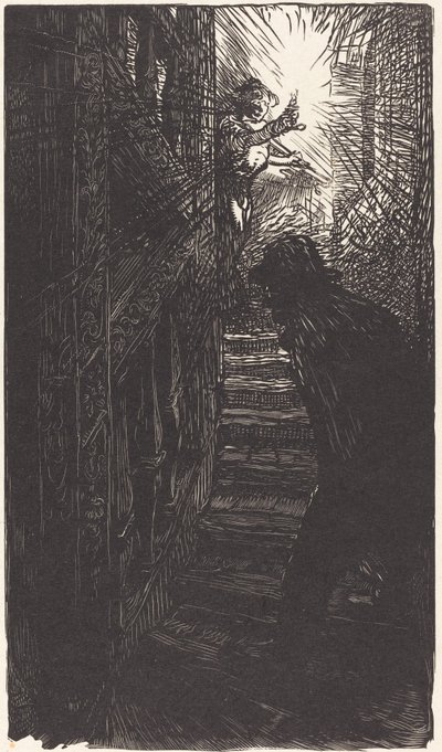 Escalera esculpida en la calle Boutebrie de Auguste Lepere