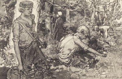 Recolección de lirio de mayo de Auguste Lepere