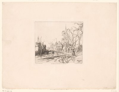 Vista del puente del Beaterio de Brujas Le pont du Beguinage à Bruges (título sobre objeto) de Auguste Lepere
