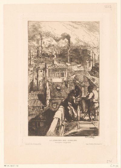 Vista de los tejados del barrio de los Gobelinos en París
Le quartier des Gobelins (título en el objeto) de Auguste Lepere