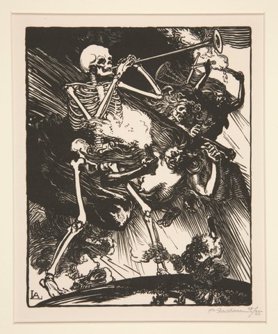 La muerte y la discordia lloverán sobre la tierra, de La guerra de 1914, primera serie, núm. 7 de Auguste Lepere