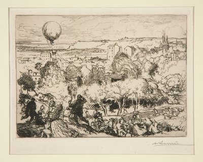 La caída del globo, en Pre-Saint-Gervais (La caída del globo, en Pre-Saint-Gervais) de Auguste Lepere