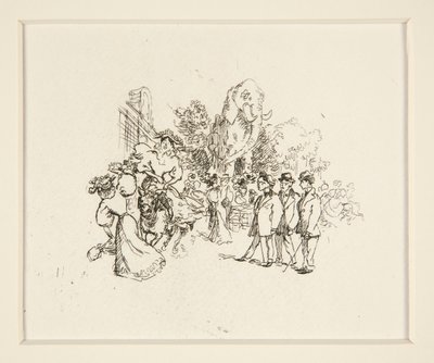 Dama montando vaca, otras figuras y elefante de Auguste Lepere