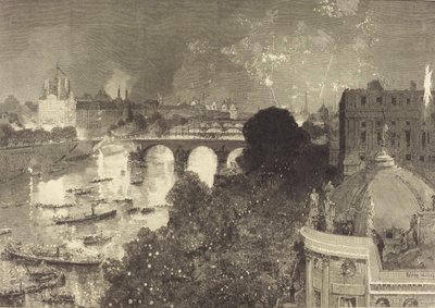 El 14 de julio. Iluminación del Sena desde el Pont Neuf hasta el Pont au Change, 1882 de Auguste Lepere