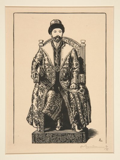 Le Csar en costume de sacre (El zar con ropa de coronación), de La Guerre de 1914, primera serie, n.º 3 de Auguste Lepere