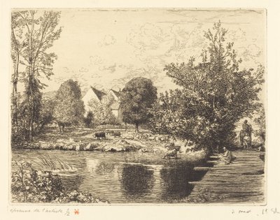 Vieille passerelle, bords du petit morin de Auguste Lepere