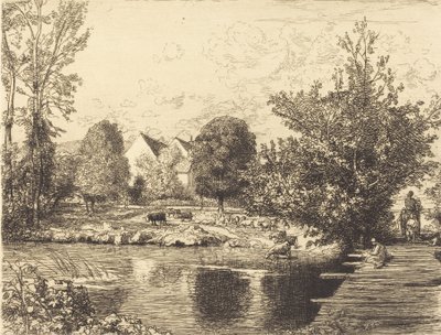 Viejo puente peatonal, orillas del pequeño Morin Vieille passerelle, bords du petit morin, 1915 de Auguste Lepere