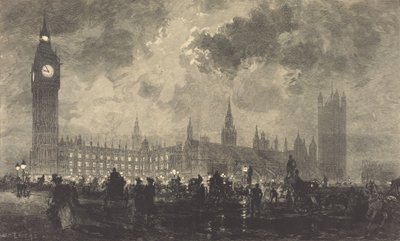 Parlamento a las 9 en punto de la noche - Londres, 1890 de Auguste Lepere