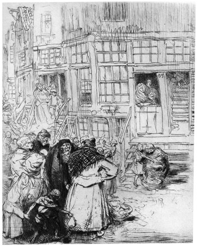 Barrio judío en Ámsterdam, c1870-1910 de Auguste Louis Lepère