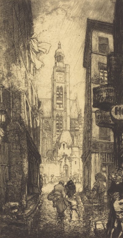 Rue de la Montagne-Sainte-Genevieve, París, 1906 de Auguste Lepere