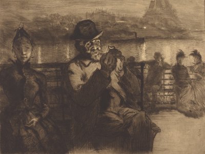 Sur la Seine, la nuit, 1888 de Auguste Lepere