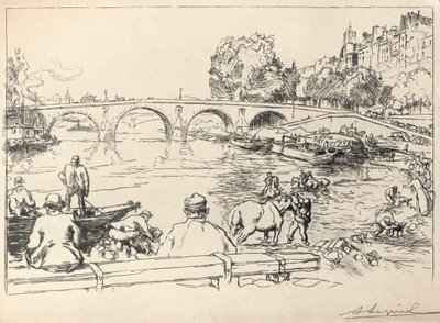El abrevadero en el Pont Marie, 1915 de Auguste Louis Lepère