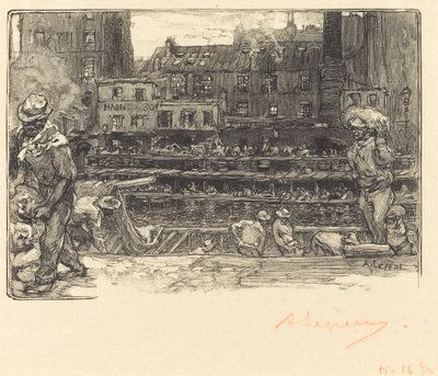 Descarga, Canal Saint-Martin (Les dechargeurs de platre, Canal Saint-Martin) de Auguste Lepere