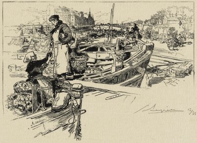 Escena en el muelle, posiblemente 1880s de Auguste Louis Lepère