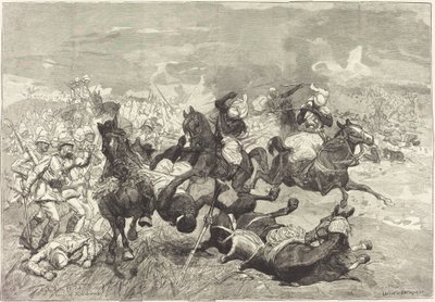 En Sudán: Batalla de El-Teb de Auguste Lepère and Jacques Beltrand after Józef Chelmonski