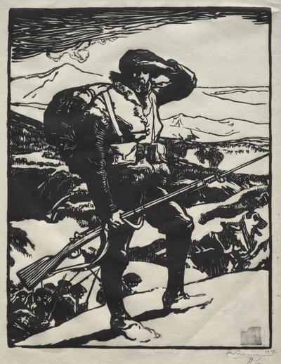 Cazador alpino mirando la llanura del Rin de Auguste Louis Lepère