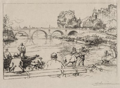 El abrevadero en Pont Marie de Auguste Louis Lepère