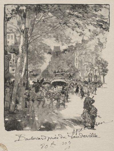 El bulevar cerca del Vaudeville de Auguste Louis Lepère