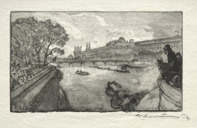 El Louvre, visto desde el Puente Nuevo de Auguste Louis Lepère