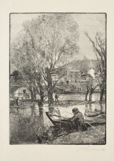 Un rincón de la isla de Billancourt de Auguste Louis Lepère