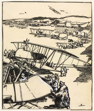 Avions reposant sur le terrain (recto) de Auguste Louis Lepère