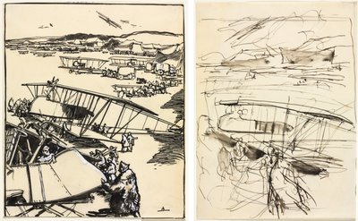 Avions reposant sur le terrain (recto and verso) de Auguste Louis Lepère