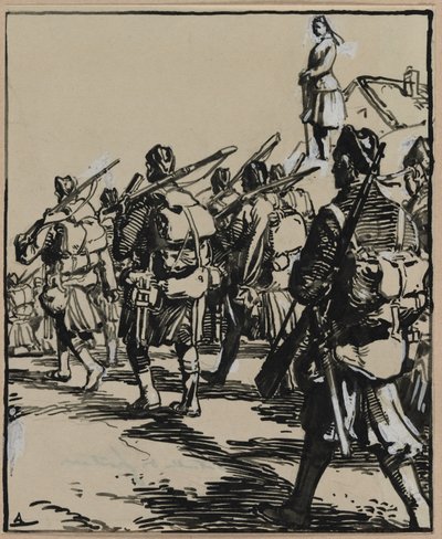 Batalla de las fronteras: grupo de soldados británicos, 1914 de Auguste Louis Lepère