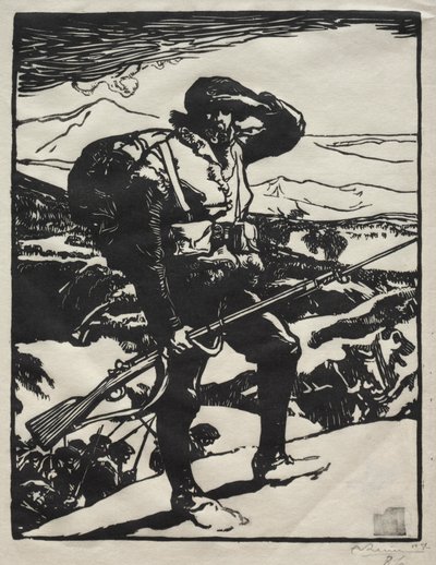 Cazador alpino mirando la llanura del Rin de Auguste Louis Lepère